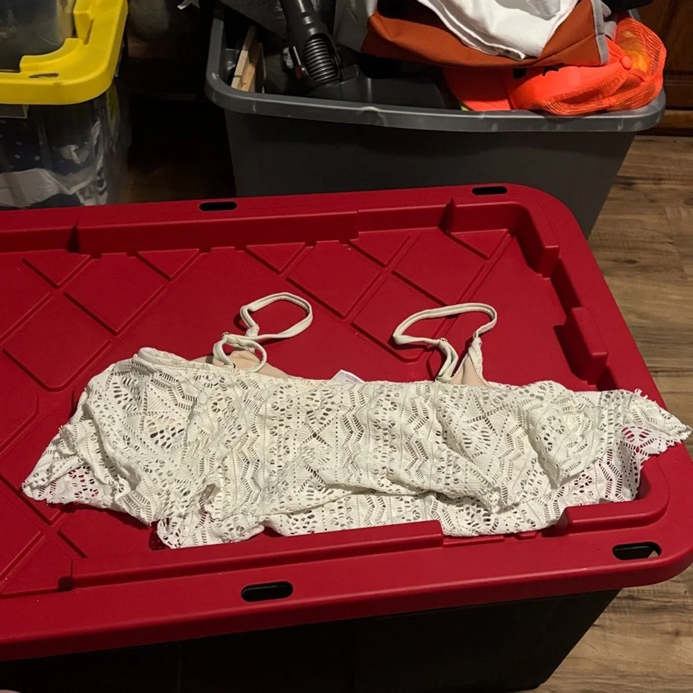 White Crochet bathing suit Top